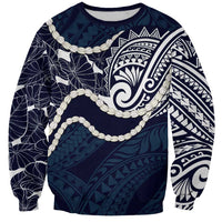 Aloha Hawaii Kalo Pikake Lei Sweatshirt Chest Tattoo Oxford Blue Hawaiian Pattern