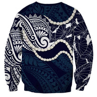Aloha Hawaii Kalo Pikake Lei Sweatshirt Chest Tattoo Oxford Blue Hawaiian Pattern