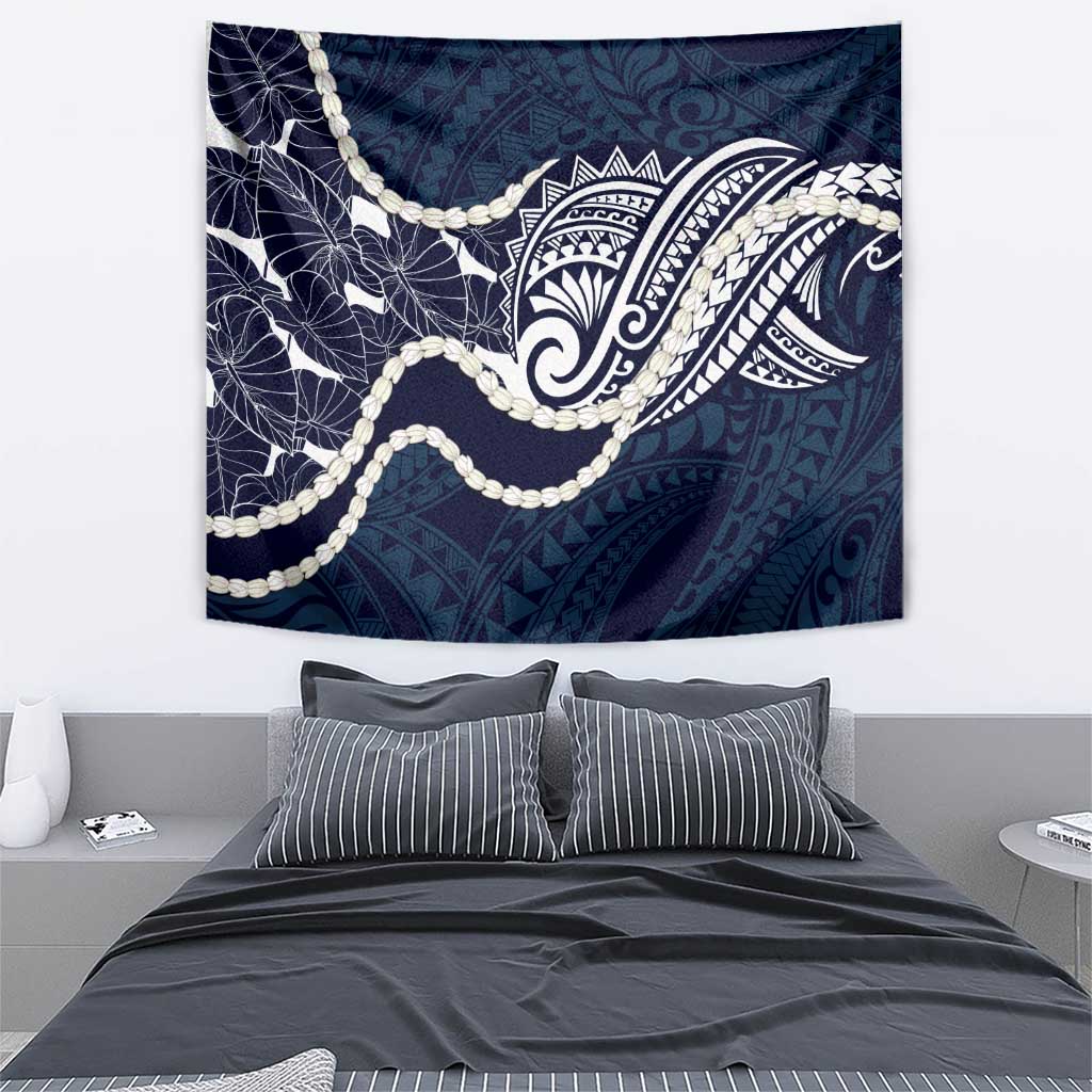 Aloha Hawaii Kalo Pikake Lei Tapestry Chest Tattoo Oxford Blue Hawaiian Pattern LT14 - Polynesian Pride