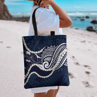 Aloha Hawaii Kalo Pikake Lei Tote Bag Chest Tattoo Oxford Blue Hawaiian Pattern LT14 - Polynesian Pride