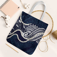 Aloha Hawaii Kalo Pikake Lei Tote Bag Chest Tattoo Oxford Blue Hawaiian Pattern LT14 White Strap One Size Oxford Blue - Polynesian Pride