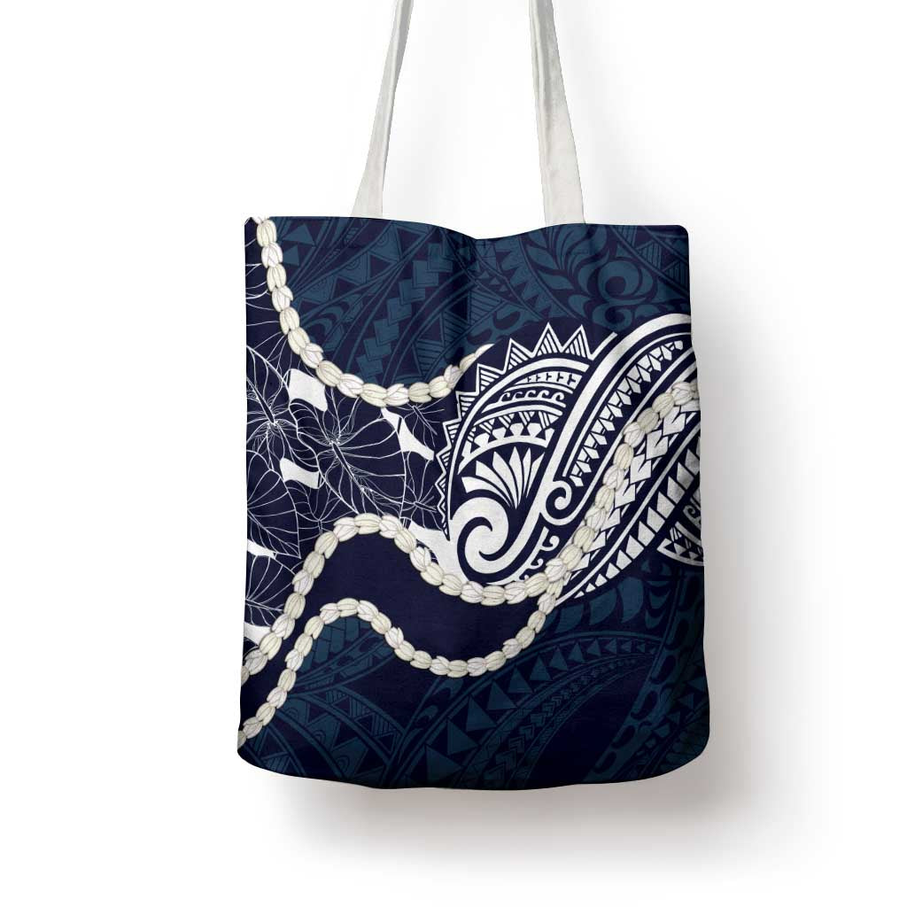 Aloha Hawaii Kalo Pikake Lei Tote Bag Chest Tattoo Oxford Blue Hawaiian Pattern LT14 - Polynesian Pride