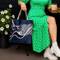 Aloha Hawaii Kalo Pikake Lei Tote Bag Chest Tattoo Oxford Blue Hawaiian Pattern LT14 - Polynesian Pride