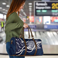 Aloha Hawaii Kalo Pikake Lei Travel Bag Chest Tattoo Oxford Blue Hawaiian Pattern