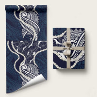 Aloha Hawaii Kalo Pikake Lei Wrapping Paper Chest Tattoo Oxford Blue Hawaiian Pattern LT14 58" × 23" Oxford Blue - Polynesian Pride
