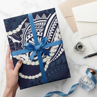Aloha Hawaii Kalo Pikake Lei Wrapping Paper Chest Tattoo Oxford Blue Hawaiian Pattern LT14 - Polynesian Pride