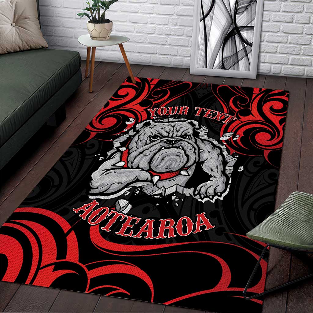 Personalised Aotearoa Bulldog Area Rug NZ Maori Tattoo