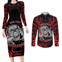Personalised Aotearoa Bulldog Couples Matching Long Sleeve Bodycon Dress and Long Sleeve Button Shirt NZ Maori Tattoo