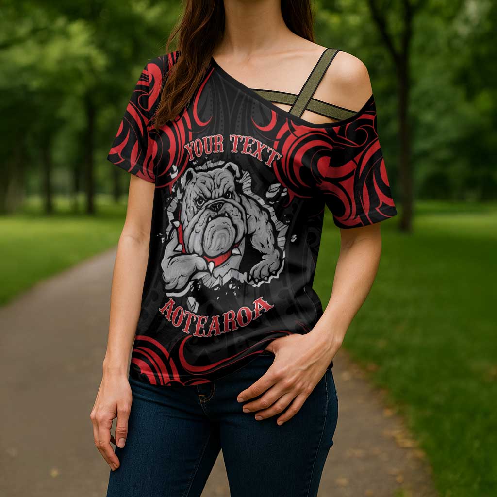 Aotearoa Bulldog Cross Shoulder Shirt NZ Maori Tattoo - Polynesian Pride