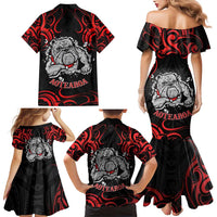 Personalised Aotearoa Bulldog Family Matching Mermaid Dress and Hawaiian Shirt NZ Maori Tattoo