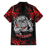 Personalised Aotearoa Bulldog Family Matching Off Shoulder Short Dress and Hawaiian Shirt NZ Maori Tattoo