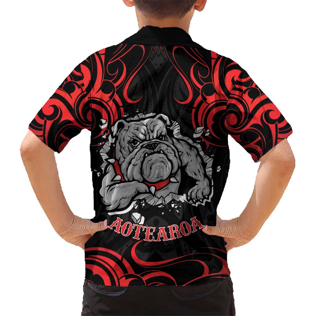 Personalised Aotearoa Bulldog Kid Hawaiian Shirt NZ Maori Tattoo