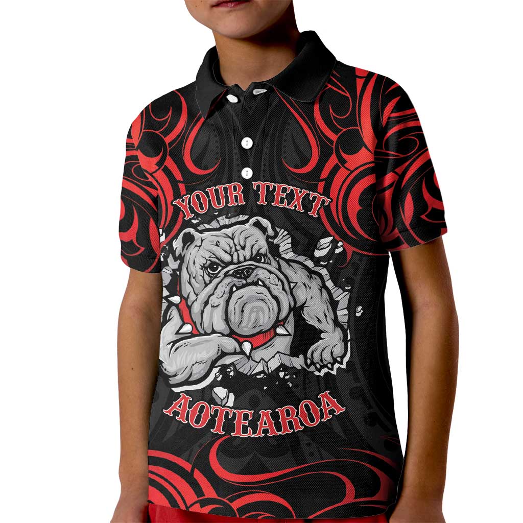 Personalised Aotearoa Bulldog Kid Polo Shirt NZ Maori Tattoo