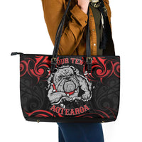 Personalised Aotearoa Bulldog Leather Tote Bag NZ Maori Tattoo