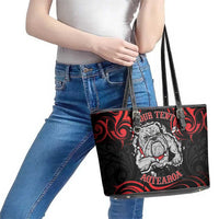 Personalised Aotearoa Bulldog Leather Tote Bag NZ Maori Tattoo