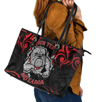 Personalised Aotearoa Bulldog Leather Tote Bag NZ Maori Tattoo