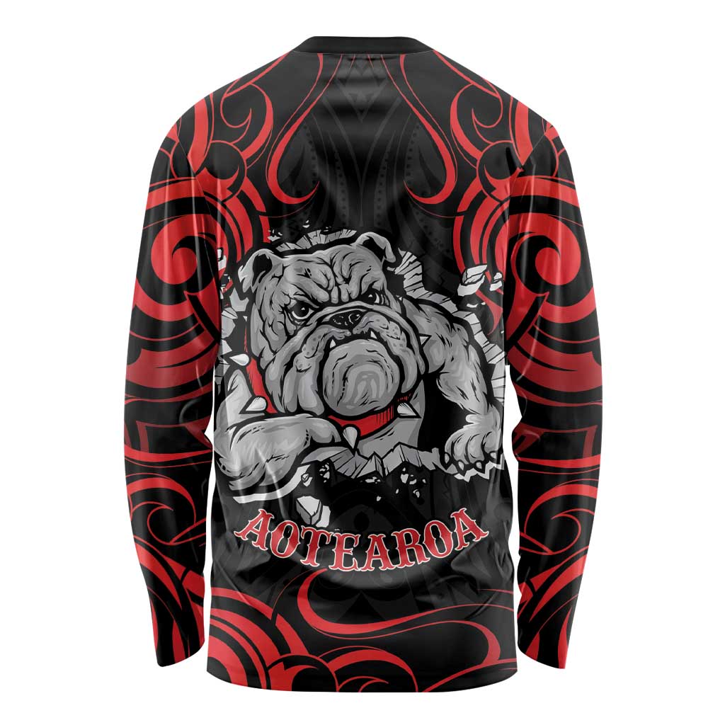 Personalised Aotearoa Bulldog Long Sleeve Shirt NZ Maori Tattoo