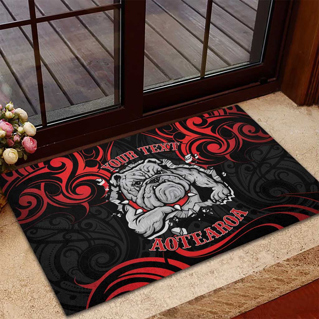 Personalised Aotearoa Bulldog Rubber Doormat NZ Maori Tattoo