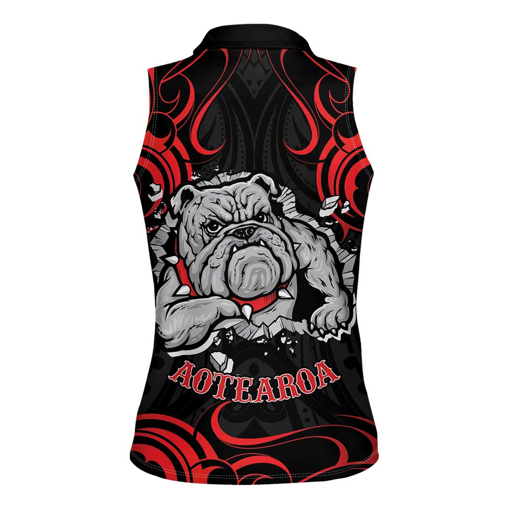 Personalised Aotearoa Bulldog Women Sleeveless Polo Shirt NZ Maori Tattoo
