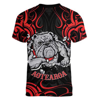 Personalised Aotearoa Bulldog Women V-Neck T-Shirt NZ Maori Tattoo