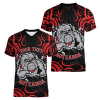 Personalised Aotearoa Bulldog Women V-Neck T-Shirt NZ Maori Tattoo