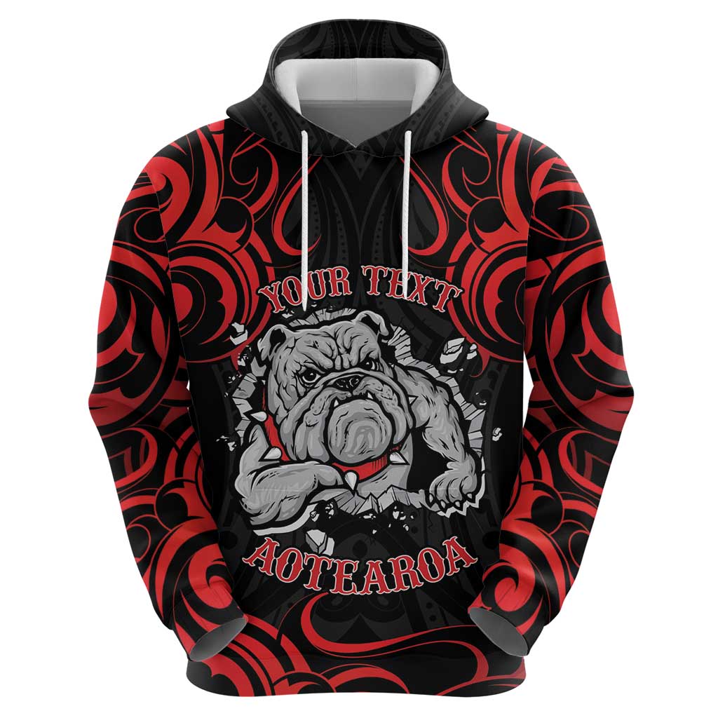 Personalised Aotearoa Bulldog Zip Hoodie NZ Maori Tattoo