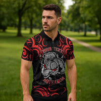 Aotearoa Bulldog Zipper Polo Shirt NZ Maori Tattoo - Polynesian Pride
