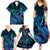 Blue Aloha Hawaii Family Matching Summer Maxi Dress and Hawaiian Shirt Snorkeling With Sea Turtle Polynesian Pattern