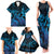 Blue Aloha Hawaii Family Matching Tank Maxi Dress and Hawaiian Shirt Snorkeling With Sea Turtle Polynesian Pattern