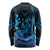 Blue Aloha Hawaii Long Sleeve Shirt Snorkeling With Sea Turtle Polynesian Pattern