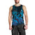 Blue Aloha Hawaii Men Tank Top Snorkeling With Sea Turtle Polynesian Pattern