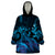 Blue Aloha Hawaii Wearable Blanket Hoodie Snorkeling With Sea Turtle Polynesian Pattern