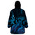 Blue Aloha Hawaii Wearable Blanket Hoodie Snorkeling With Sea Turtle Polynesian Pattern