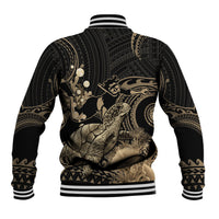 Gold Aloha Hawaii Baseball Jacket Snorkeling With Sea Turtle Polynesian Pattern LT14 - Polynesian Pride