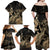 Gold Aloha Hawaii Family Matching Off Shoulder Maxi Dress and Hawaiian Shirt Snorkeling With Sea Turtle Polynesian Pattern