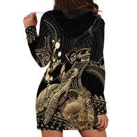 Gold Aloha Hawaii Hoodie Dress Snorkeling With Sea Turtle Polynesian Pattern LT14 - Polynesian Pride