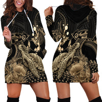 Gold Aloha Hawaii Hoodie Dress Snorkeling With Sea Turtle Polynesian Pattern LT14 - Polynesian Pride