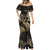 Gold Aloha Hawaii Mermaid Dress Snorkeling With Sea Turtle Polynesian Pattern