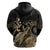 Gold Aloha Hawaii Zip Hoodie Snorkeling With Sea Turtle Polynesian Pattern