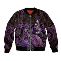 Purple Aloha Hawaii Bomber Jacket Snorkeling With Sea Turtle Polynesian Pattern LT14 Unisex Purple - Polynesian Pride