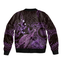 Purple Aloha Hawaii Bomber Jacket Snorkeling With Sea Turtle Polynesian Pattern LT14 - Polynesian Pride