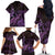 Purple Aloha Hawaii Family Matching Off The Shoulder Long Sleeve Dress and Hawaiian Shirt Snorkeling With Sea Turtle Polynesian Pattern