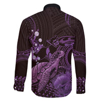 Purple Aloha Hawaii Family Matching Off The Shoulder Long Sleeve Dress and Hawaiian Shirt Snorkeling With Sea Turtle Polynesian Pattern LT14 - Polynesian Pride