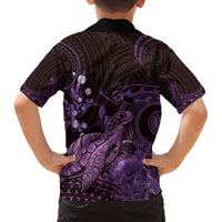 Purple Aloha Hawaii Family Matching Tank Maxi Dress and Hawaiian Shirt Snorkeling With Sea Turtle Polynesian Pattern