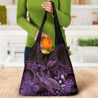 Purple Aloha Hawaii Grocery Bag Snorkeling With Sea Turtle Polynesian Pattern LT14 - Polynesian Pride