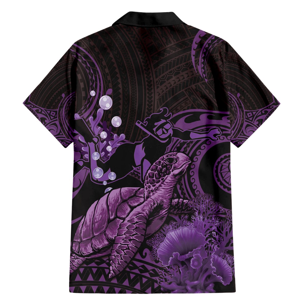 Purple Aloha Hawaii Hawaiian Shirt Snorkeling With Sea Turtle Polynesian Pattern LT14 - Polynesian Pride