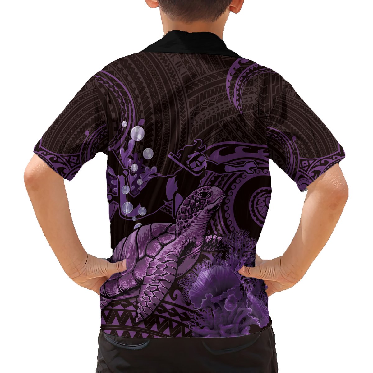 Purple Aloha Hawaii Hawaiian Shirt Snorkeling With Sea Turtle Polynesian Pattern LT14 - Polynesian Pride