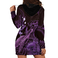 Purple Aloha Hawaii Hoodie Dress Snorkeling With Sea Turtle Polynesian Pattern LT14 - Polynesian Pride