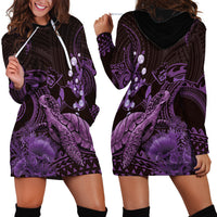 Purple Aloha Hawaii Hoodie Dress Snorkeling With Sea Turtle Polynesian Pattern LT14 - Polynesian Pride