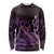 Purple Aloha Hawaii Long Sleeve Shirt Snorkeling With Sea Turtle Polynesian Pattern